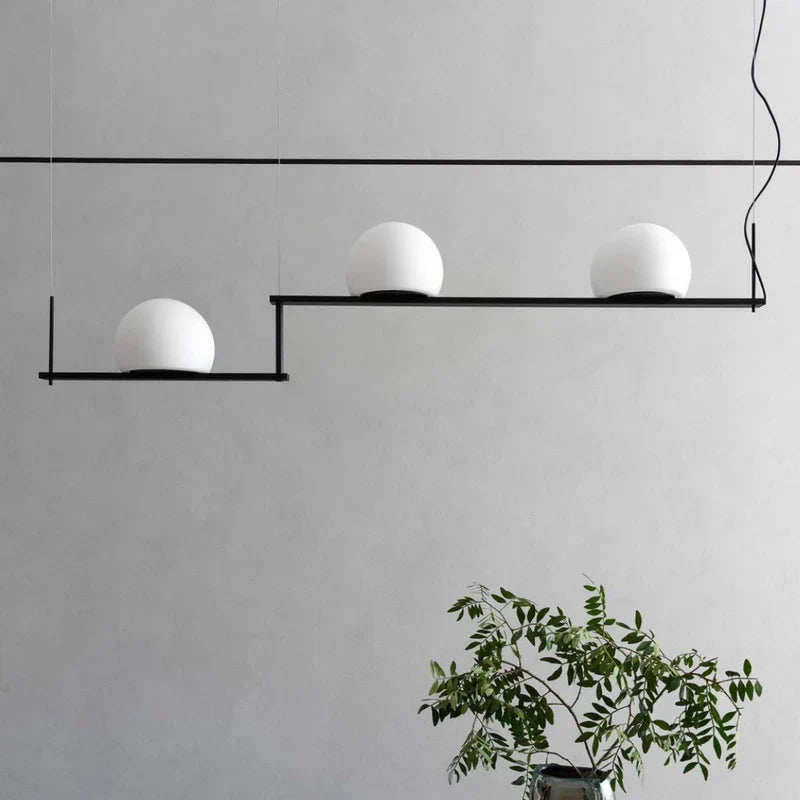 Circ Linear Pendant, 1 Light, White Glass with Black Hardware, Recessed Mount, LED, Triac Dim, IP20