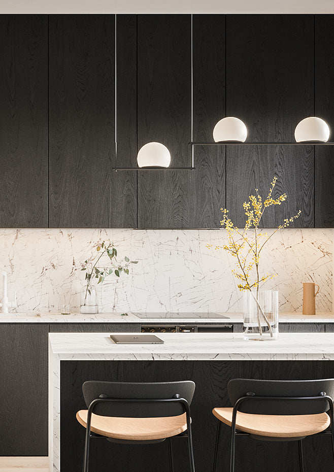 Circ Linear Pendant, Adjustable, 3 Lights, White Glass with Gold Hardware, Surface Mount, LED, Triac Dim, IP20