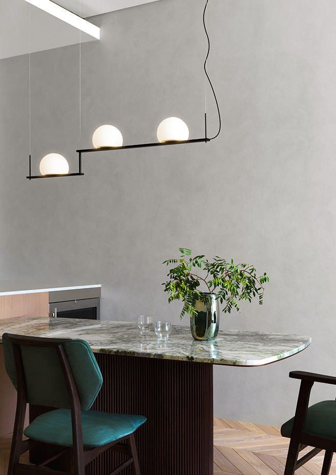 Circ Linear Pendant, 1 Light, White Glass with Gold Hardware, Recessed Mount, LED, Triac Dim, IP20