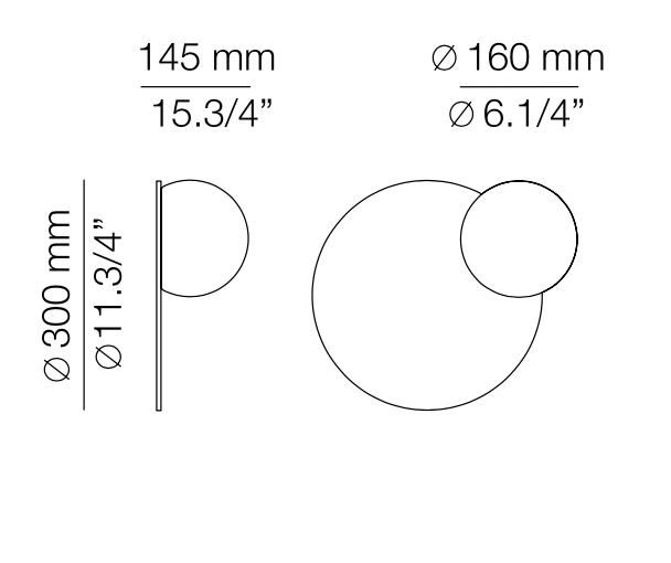 Circ Mirror Light, Grey Glass, 30 cm ø, LED, Triac Dim, IP44