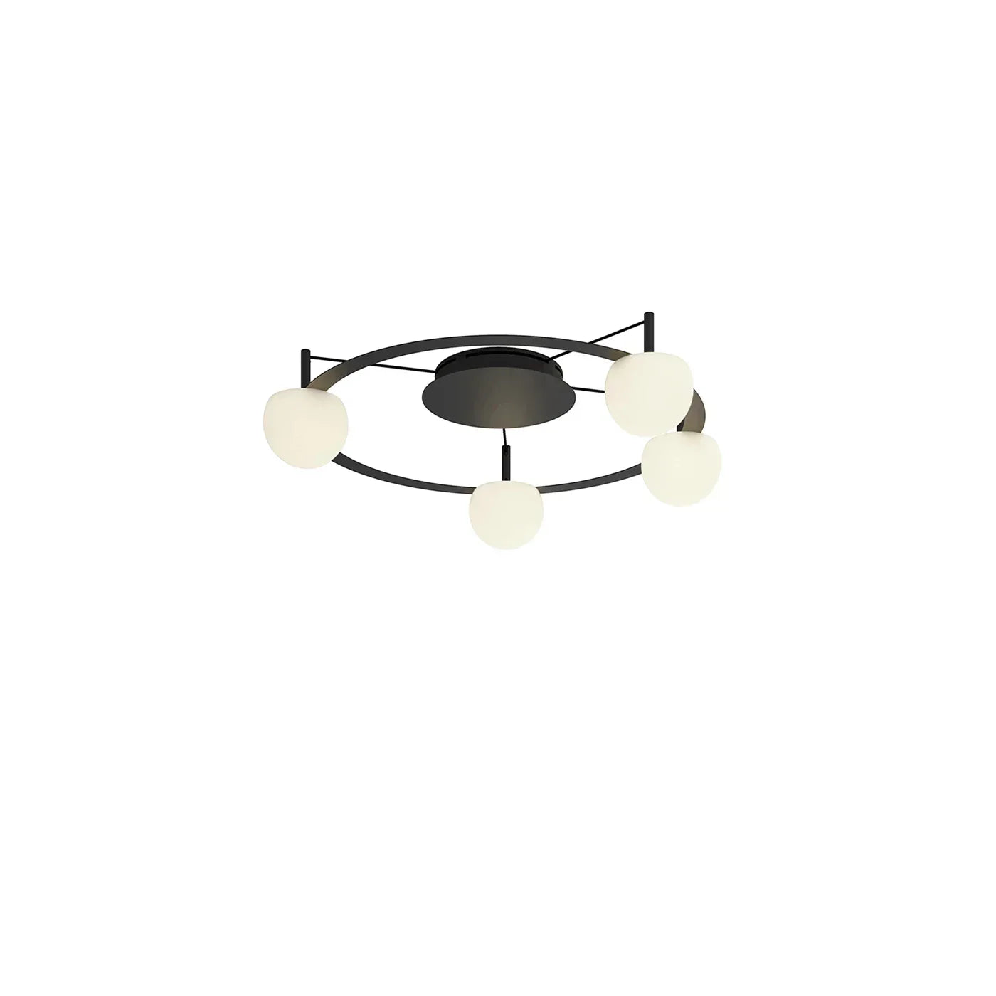 Circ Round Pendant, 4 Lights, White Glass with Gold Hardware, Surface Mount, LED, Triac Dim, IP20