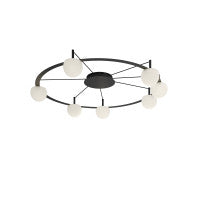 Circ Round Ceiling, 7 Lights, White Glass with Black Hardware, Recessed Mount, LED, Triac Dim, IP20