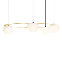 Circ Round Ceiling, 4 Lights, White Glass with Gold Hardware, Recessed Mount, LED, Triac Dim, IP20