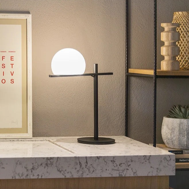 Circ Table Lamp, Glass Shade with Black Body, LED, IP20