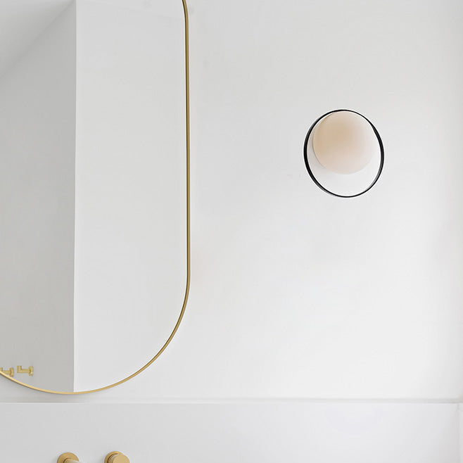 Circ Wall Light, White Poly with Black Ring, LED, Triac Dim, IP55