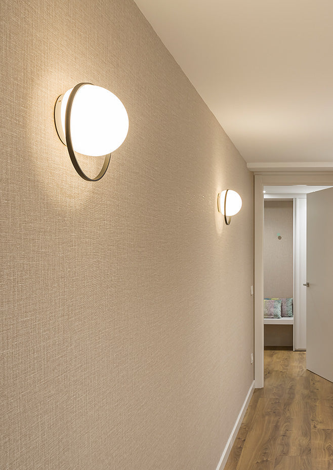 Circ Wall Light, White Glass with Black Ring, LED, Triac Dim, IP20
