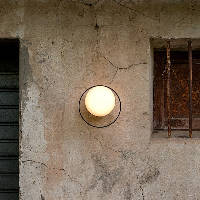 Circ Wall Light, White Poly with Black Ring, LED, Triac Dim, IP55