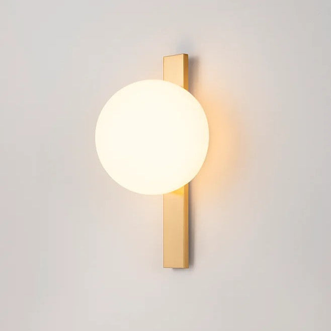 Circ Wall Light, White Glass with Satin Gold Strap, LED, Triac Dim, IP44