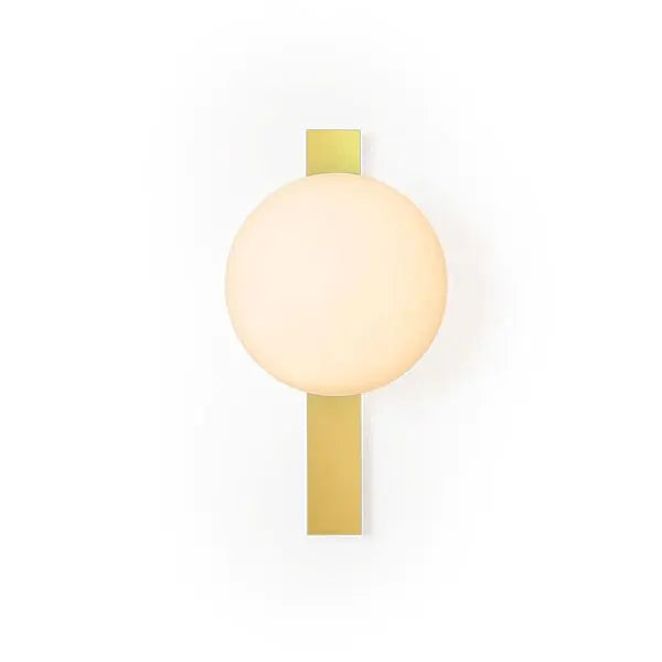 Circ Wall Light, White Glass with Satin Gold Strap, LED, Triac Dim, IP44
