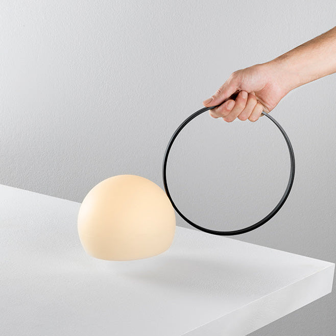 Circ Wireless Table Lamp, Poly Shade with Large Black Ring, LED, IP67