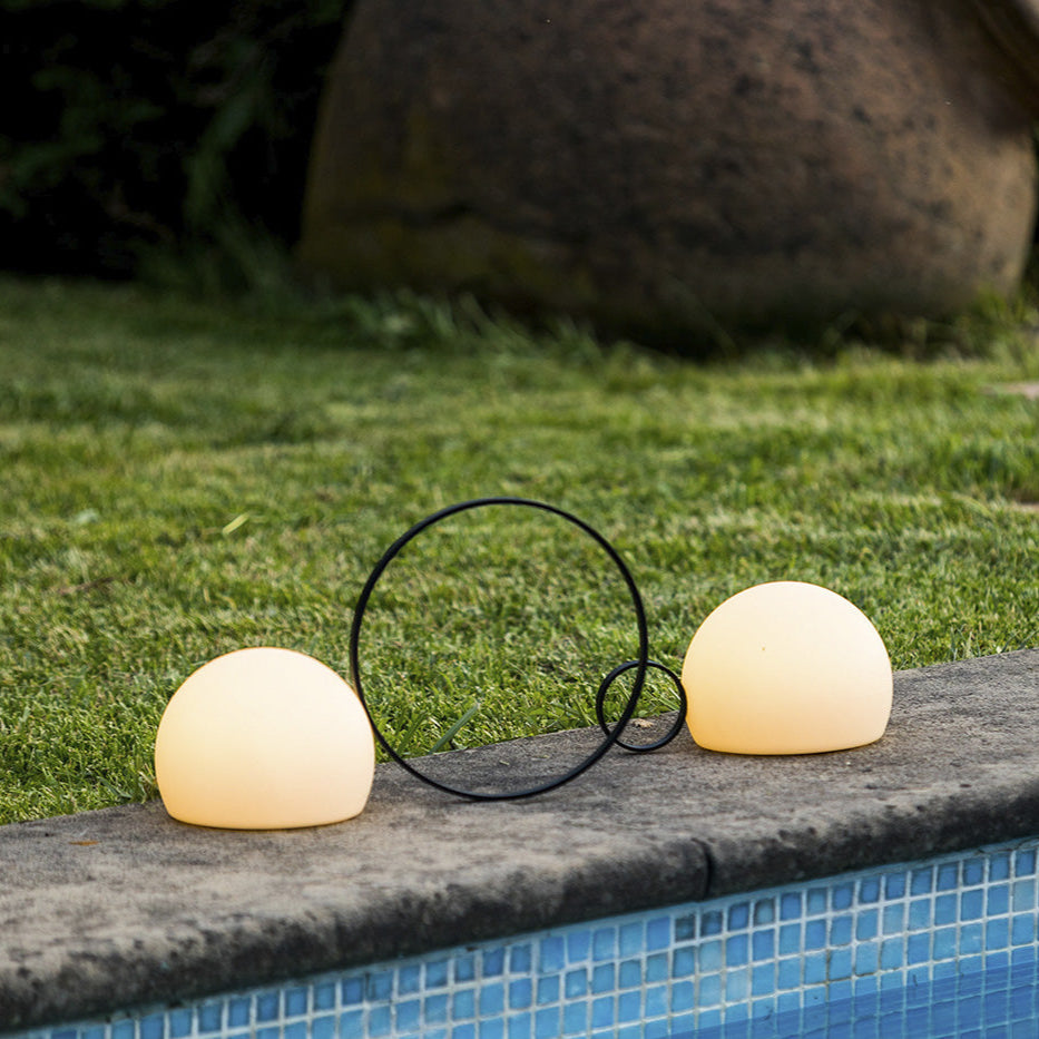 Circ Wireless Table Lamp, Poly Shade with Large Black Ring, LED, IP67