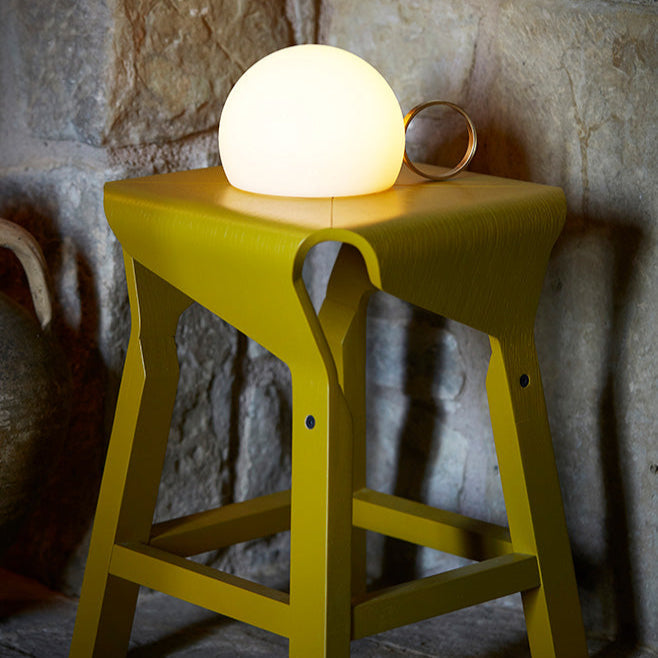 Circ Wireless Table Lamp, Poly Shade with Large Gold Ring, LED, IP67 INDOOR ONLY