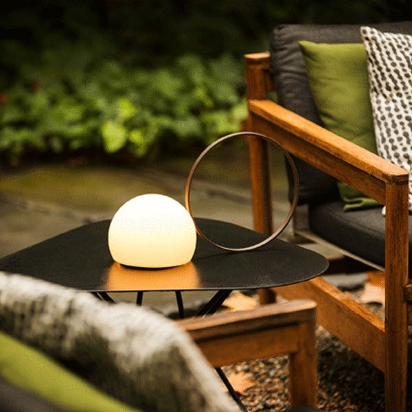 Circ Wireless Table Lamp, Poly Shade with Small Black Ring, LED, IP67