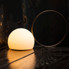Circ Wireless Table Lamp, Poly Shade with Large Gold Ring, LED, IP67 INDOOR ONLY