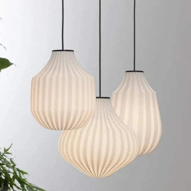 Circus pendant light, white filigree handblown glass, oblong, E27, Triac Dim, IP20