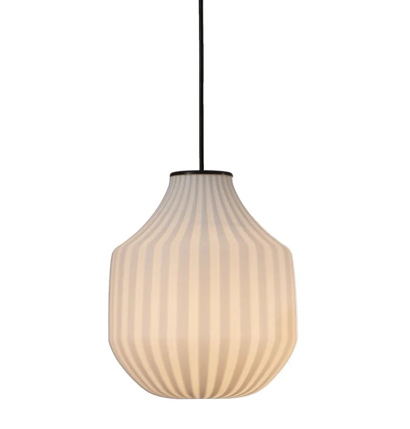 Circus pendant light, white filigree handblown glass, round, E27, Triac Dim, IP20