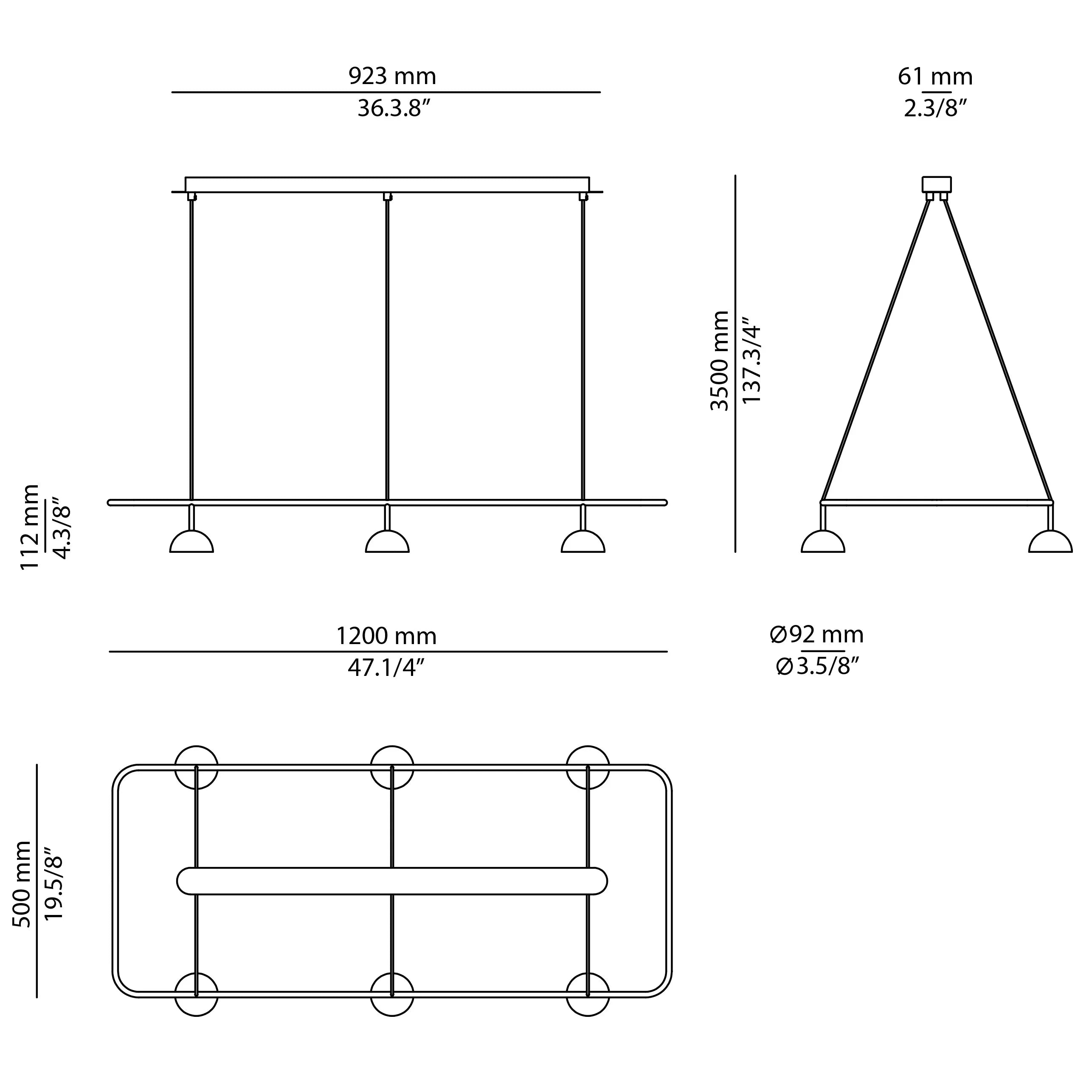 Cupolina Horizontal Pendant, Black, LED, Triac Dim, IP20