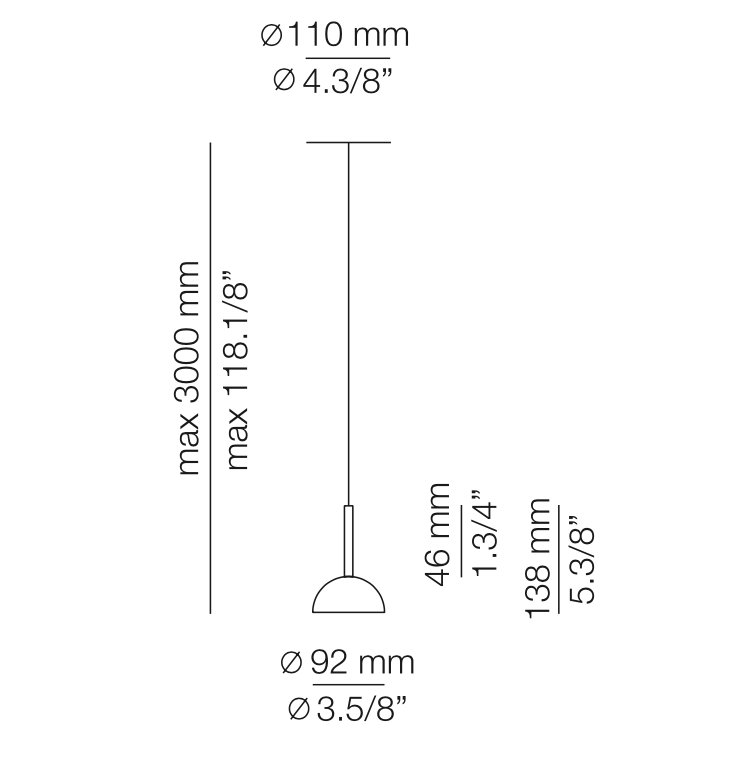 Cupolina Pendant, Terracotta, LED, Recessed Mount, Triac Dim, IP20