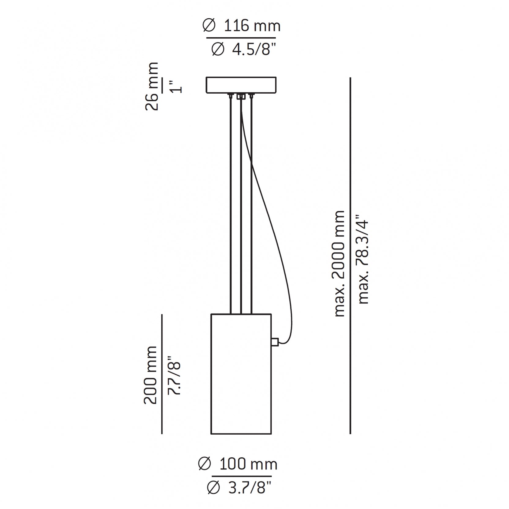 Cyls Pendant, Black, E27, IP20
