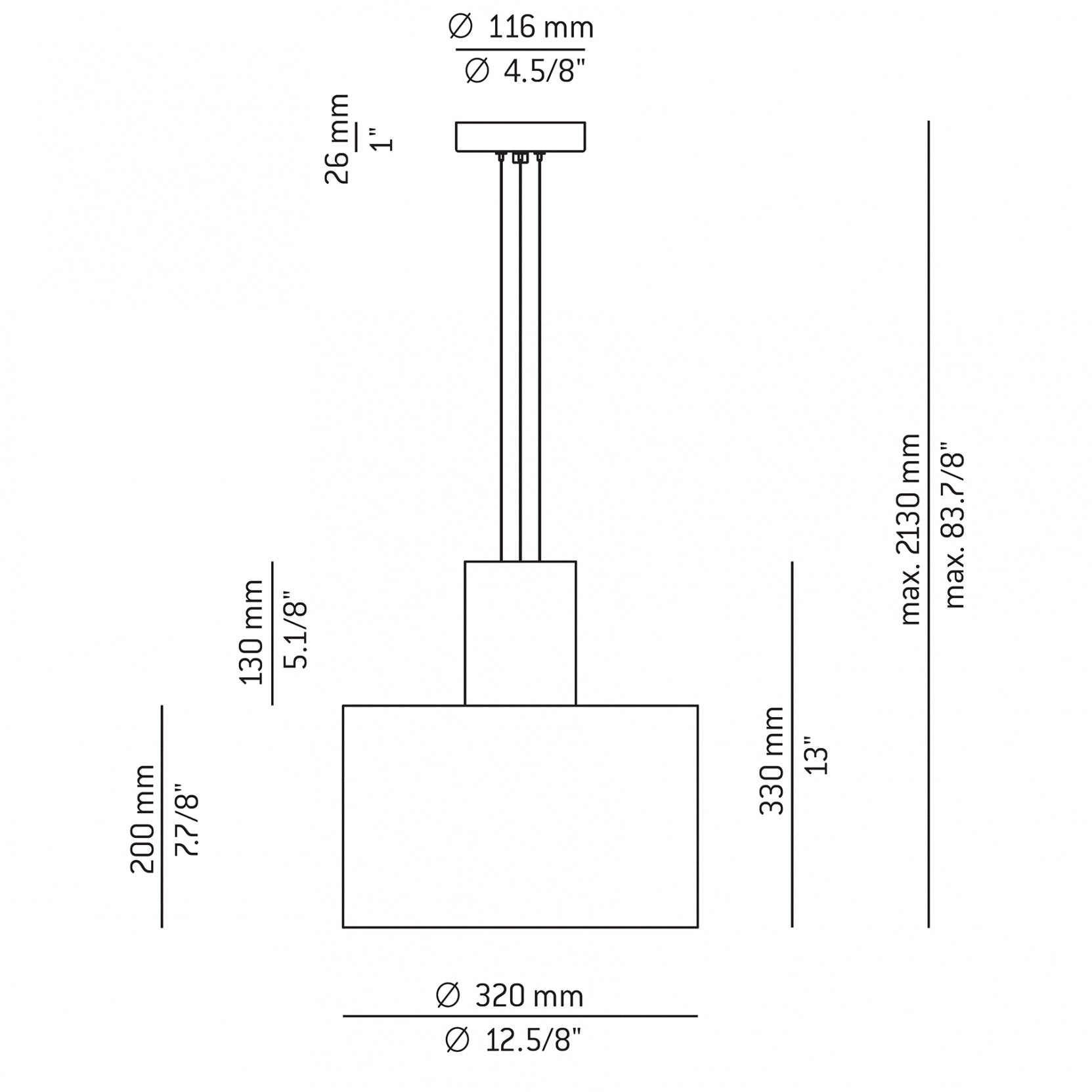 Cyls Pendant with Shade and Beige Body, E27, IP20