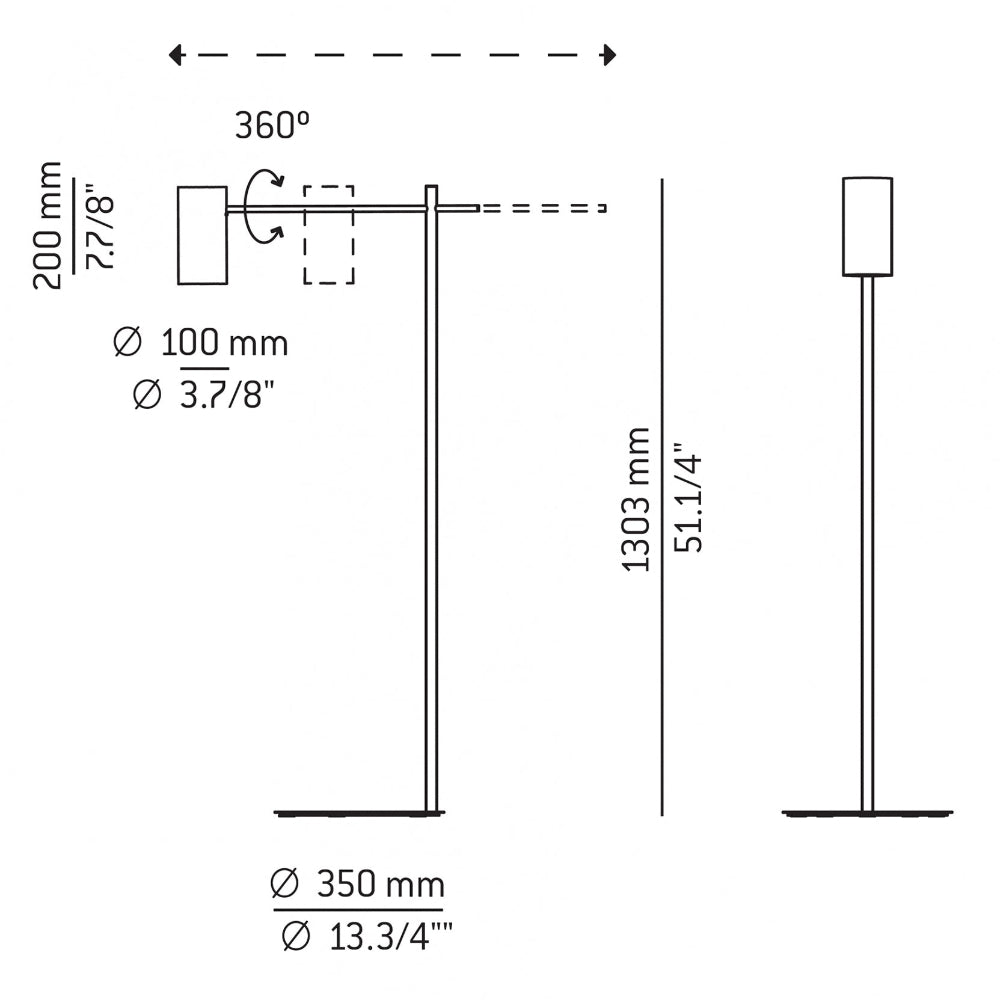 Cyls Reading Floor Lamp, Black, Adjustable, E27, IP20