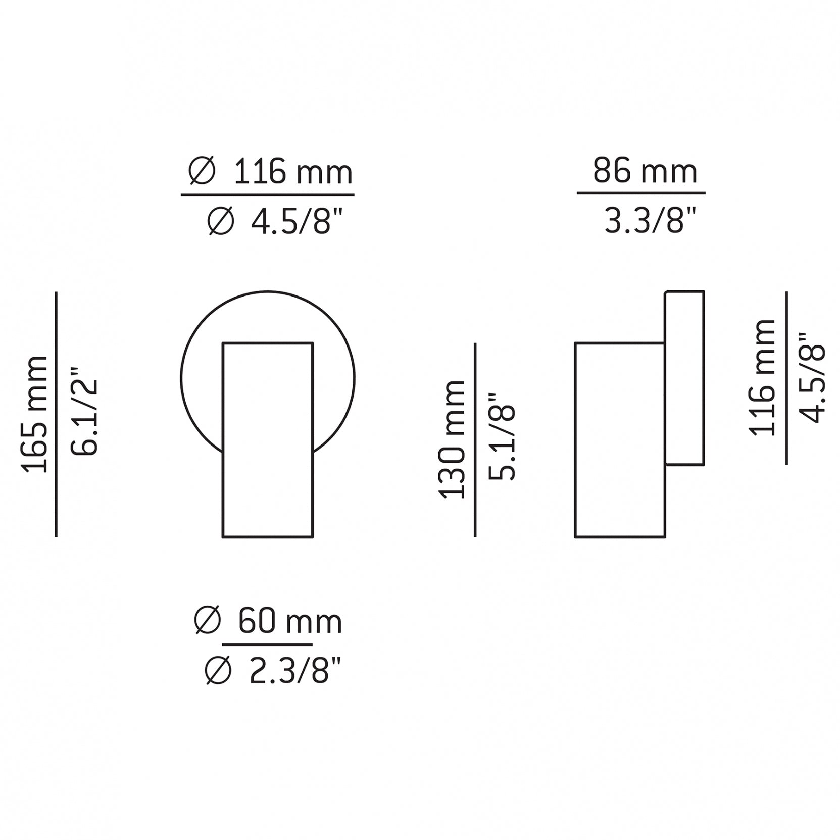 Cyls Wall Light, Black, E14, IP20