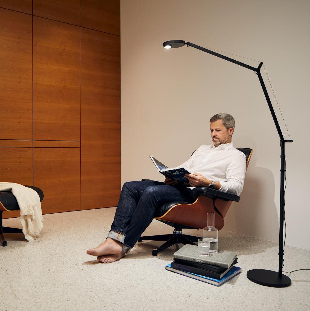 Demetra Adjustable Reading Floor Lamp, White, LED, Touch Dimmer, IP20
