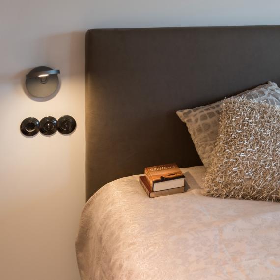 Demetra Adjustable Reading Wall Light, Black, LED, Touch Dimmer, IP20
